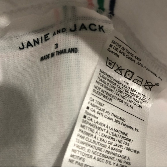 Janie and Jack Girls White Plaid Ponte Pants With Gold Buttons Size 3T - Picture 6 of 6